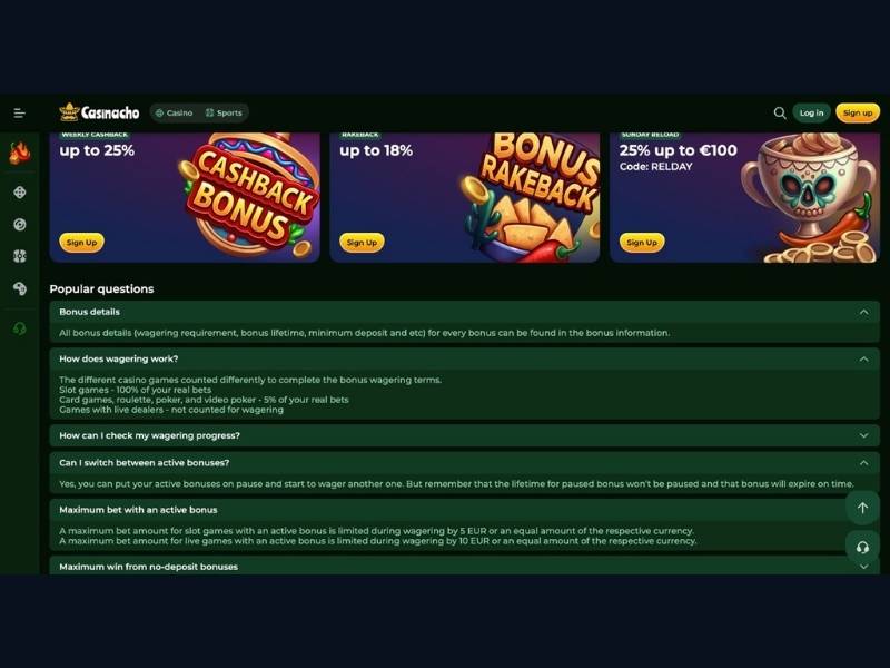 Scalable cashback at Casinacho Casino vs fixed cashback in the Canadian market
